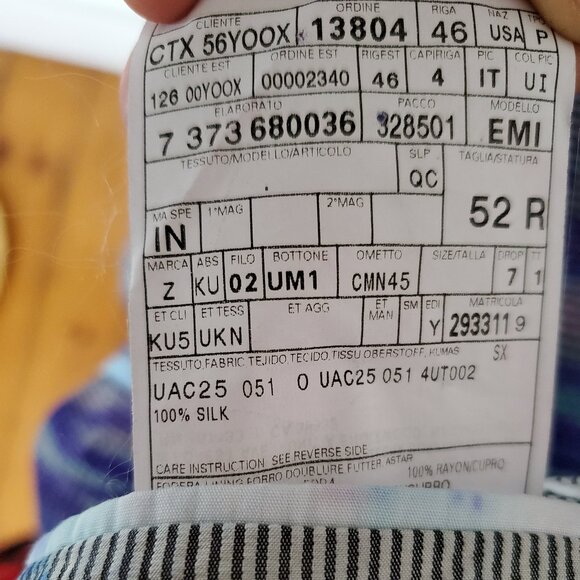 Zegna silk Sport suit Coat Blazer Black red Purple blue gray stripe 52 med large - Picture 9 of 10